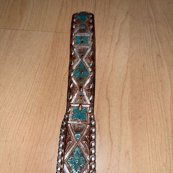 Western Belt Cowboy Rodeo Leather Hand Tooled Removable Colorado Buckle - Picture 7 of 13